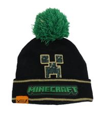 Čierno-zelená čapica s bambulí - Minecraft zn. Primark