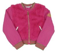 Tmavorůžová chlupatá bundomikina s korunou