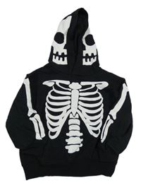 Čierno-biela mikina s lebkou a kapucňou H&M
