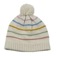 Bílo-barevná pruhovaná čepice s bambulí M&S