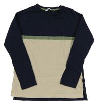 Tmavomodro-béžovo-khaki tričko M&S