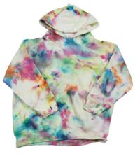 Smetanovo-farebná batikovaná mikina s kapucňou Fruit of the Loom