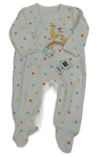 Bielo-farebný bodkovaná ý zamatový overal s kachnami Dunnes Stores