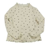 Smetanové žebrované triko se srdíčky Shein