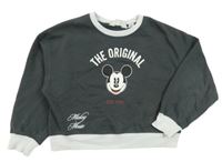 Antracitovo-biela crop mikina s Mickeym H&M