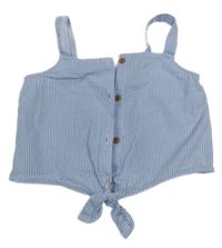 Světlemodro-biely pruhovaný prepínaci crop top H&M