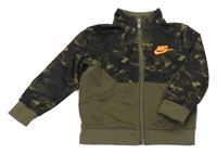Khaki-černá propínací sportovní mikina s army rukávy Nike