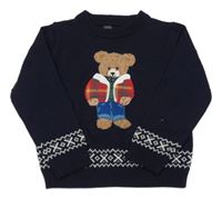 Tmavomodrý sveter s medvedíkom Primark