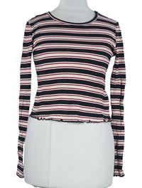 Dámské černo-červeno-bílé pruhované crop triko Topshop 