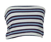 Dámský modro-bílo-červený pruhovaný žebrovaný crop top Primark 