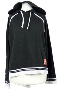 Dámska čierna mikina s pruhmi a kapucňou Calvin Klein