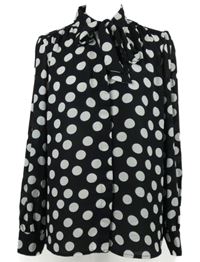 Dámská černo-bílá puntíkovaná halenka s vázačkou F&F