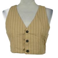 Nové - Dámská béžová proužkovaná crop lněná vesta Bershka 