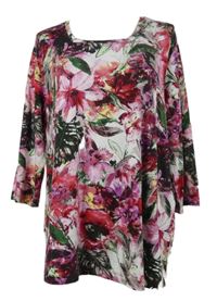 Dámske vínovo-ružové kvetované tričko Bonita