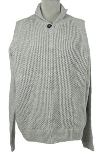 Pánský šedý svetr s límcem George 