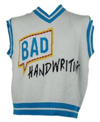 Pánska smetanovo-modrá svetrová vesta s nápisom