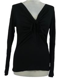 Dámské černé triko s mašlí H&M