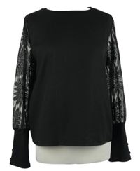 Dámská černá halenka s krajkovými rukávy Shein 