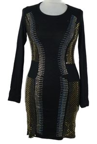 Dámske čierne trblietavé šaty s kamienkami