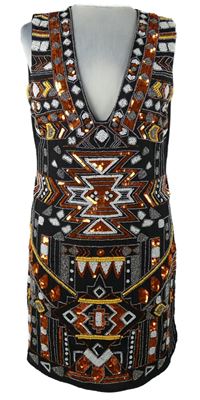 Dámske čierne vzorované šaty s korálkami MissGuided