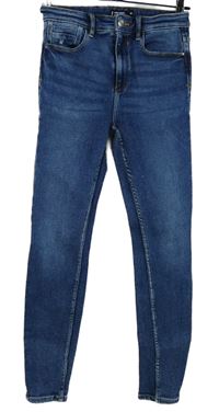 Dámské tmavomodré skinny rifle s vysokým pasem Sinsay 