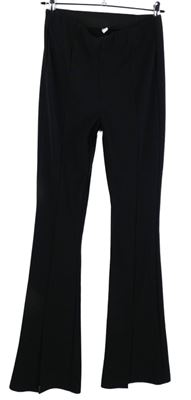 Dámske čierne rebrované zvonové nohavice Only