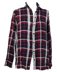 Dámska tmavomodro-červená kockovaná blúzka H&M