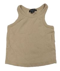 Béžový rebrovaný crop top New Look