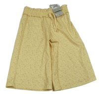 Žluté květinové culottes kalhoty Tu