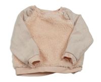 Svetloružová mikina s kožúškom s prúžkami C&A