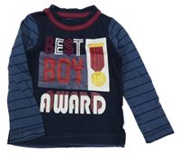 Tmavomodro-pruhované triko s potiskem Mothercare