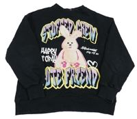 Čierna mikina s králikom a nápisom Zara