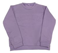 Fialová mikina s nápisom