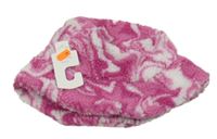 Nové - Růžovo-bílý huňatý klobouk Dunnes