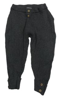 Tmavosivé rebrované pletené nohavice s gombíky C&A