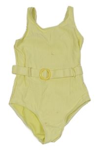 Žlto-biele kockované plavky s opaskom Primark