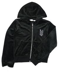 Čierna zamatová prepínaci mikina s kapucňou H&M