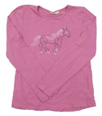 Ružové tričko s koněm KIDS