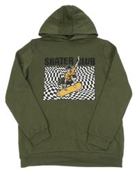 Khaki mikina s kostlivcem a nápisem Primark