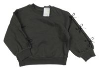 Nové - Antracitová crop mikina s mašľami Primark
