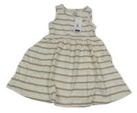 Nové - Krémovo-hnedé pruhované bavlnené šaty F&F