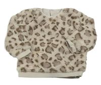 Béžová leopardí chlupatá podšitá mikina M&Co.
