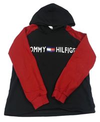 Čierno-červená mikina s kapucí Tommy Hilfiger