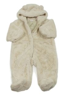 Světlebéžová kožešinová podšitá kombinéza s kapucí Next