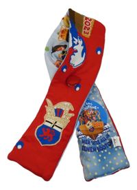 Červeno-barevná zateplená šála na zápasy 