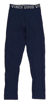 Tmavomodré legíny s nápisy Nutmeg 