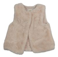 Svetloružová kožušinová podšitá vesta