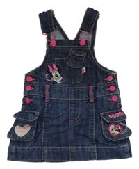 Tmavomodré riflové laclové šaty s Minnie a kapsami Disney