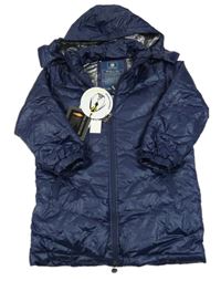 Nové - tmavomodrý šusťákový zimní kabát s kapucí 