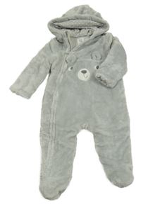 Šedá chlupatá zateplená kombinéza s čumčkem a kapucí C&A